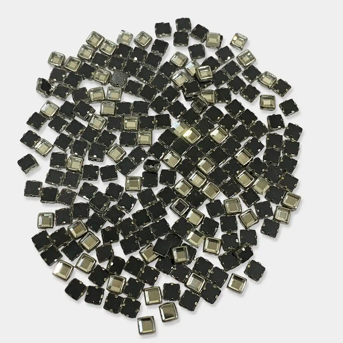 Kundan Stone Framed Square Shape 4mm White Color Silver Base (20grams)