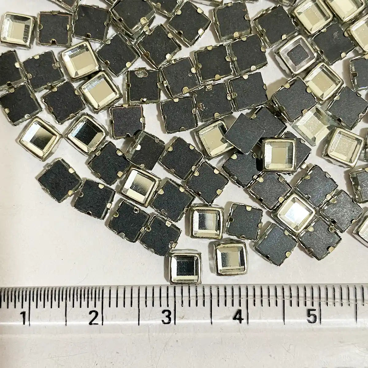 Kundan Stone Framed Square Shape 4mm White Color Silver Base (20grams)