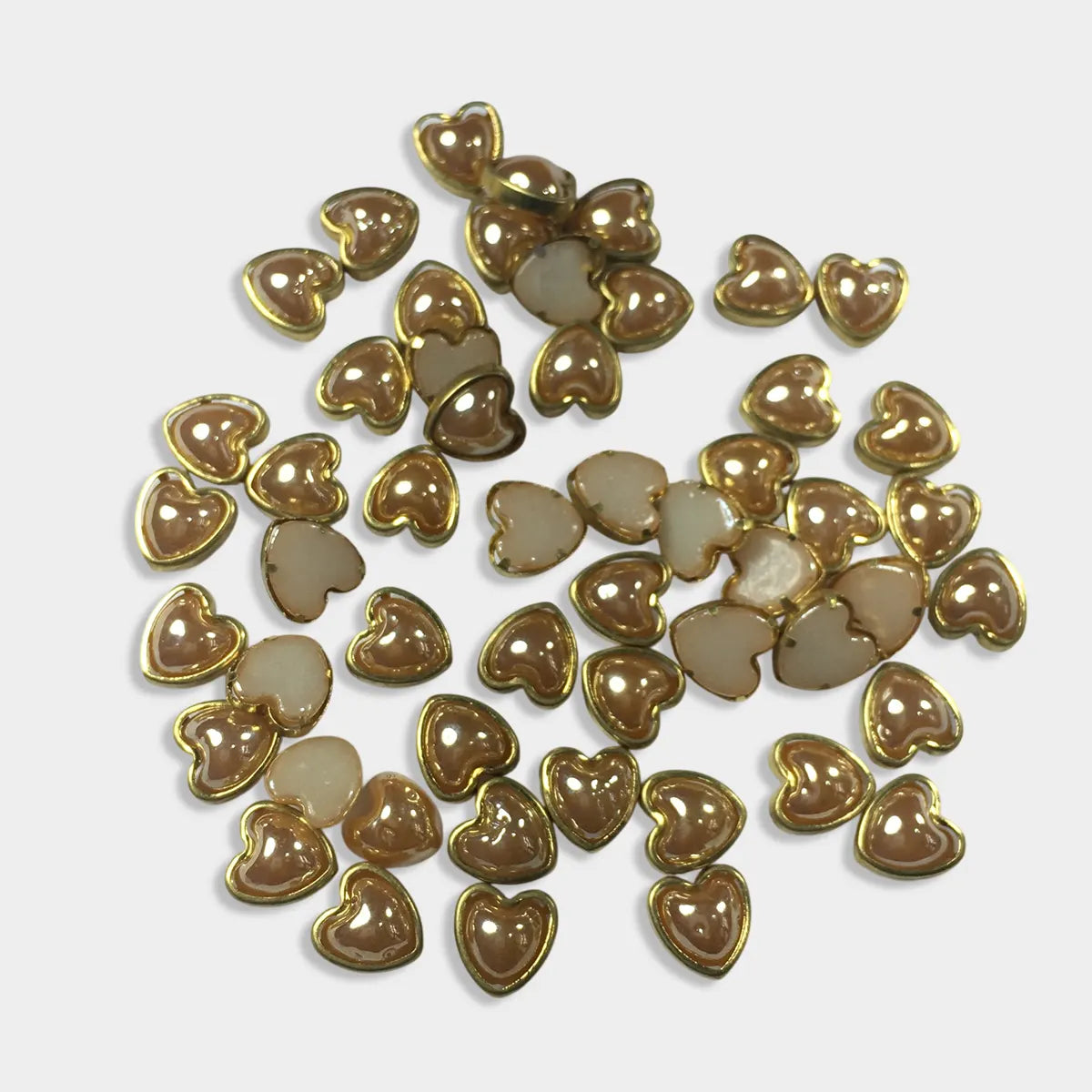 Ceramic Kundan Stone Heart Shape Golden Ceramic 8mm (25grams)