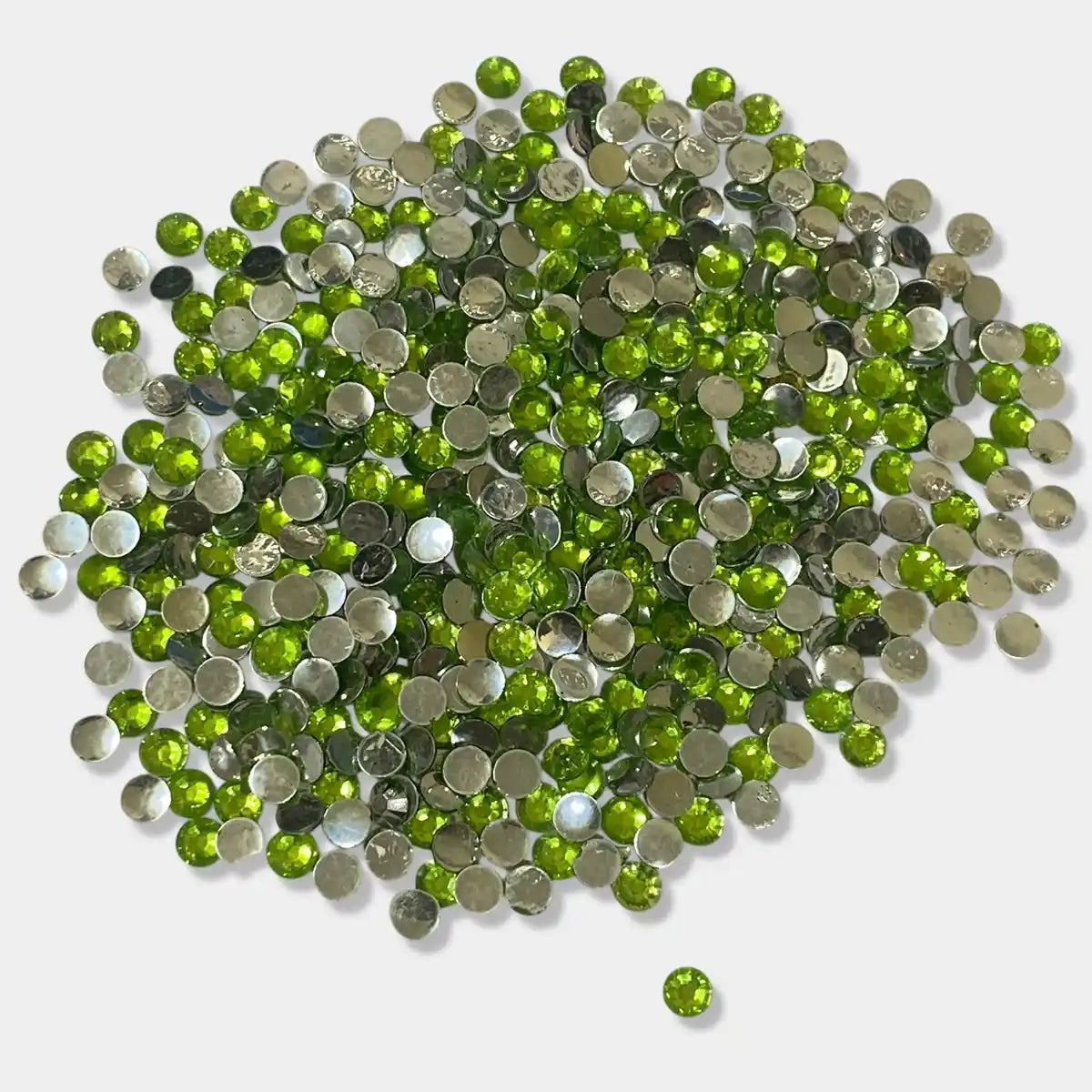 Kundan Stone Round Shape 5mm Parrot Green Color (10grams)
