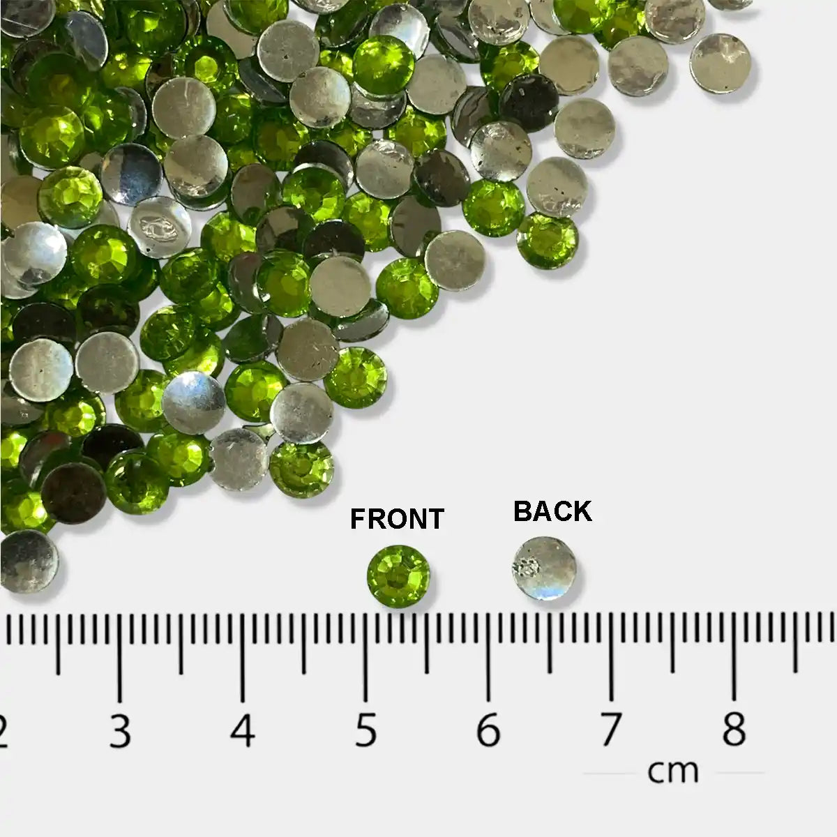 Kundan Stone Round Shape 5mm Parrot Green Color (10grams)