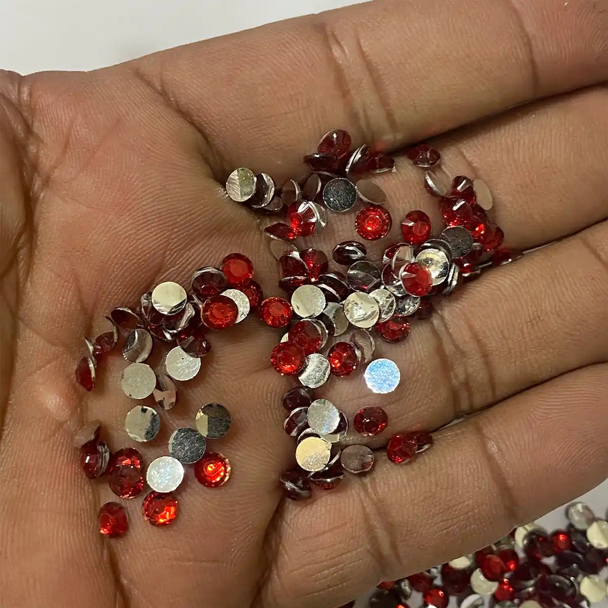 Kundan Stone Round Shape 5mm Red Color (10grams)