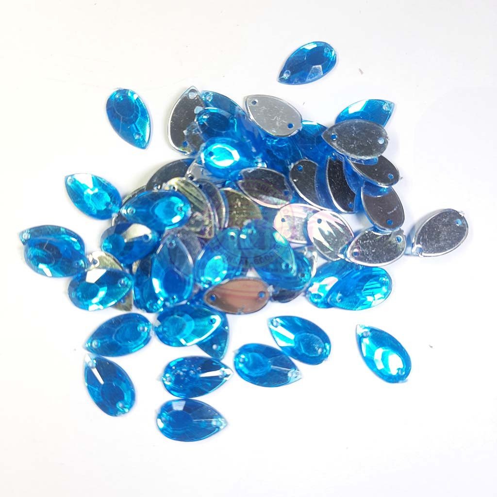 Kundan Stone Thilak Shape with Hole 16X9mm Color Light Blue (10grams)