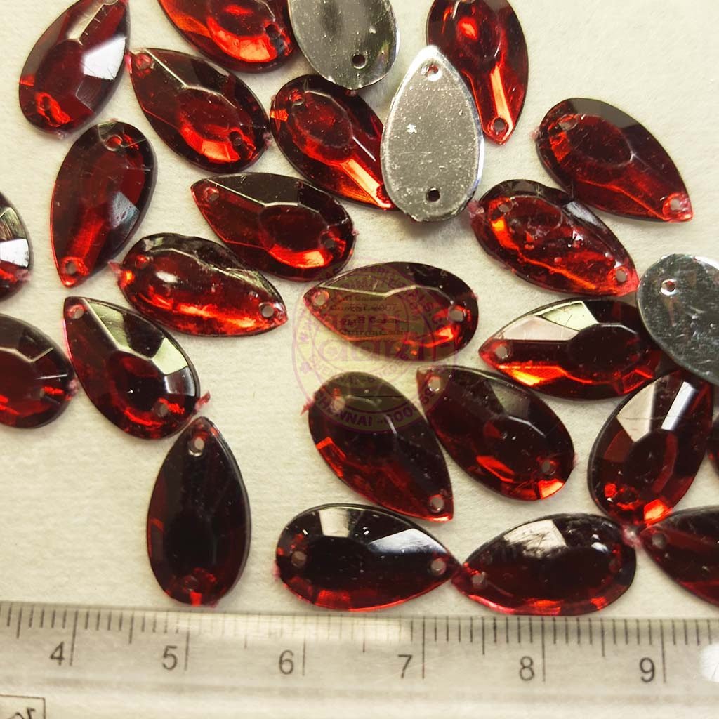 Kundan Stone Thilak Shape with Hole 16X9mm Color Red (10g)