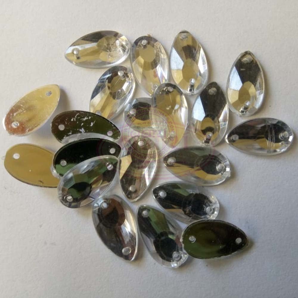 Kundan Stone Thilak Shape with Hole 16X9mm Color White(10grams)