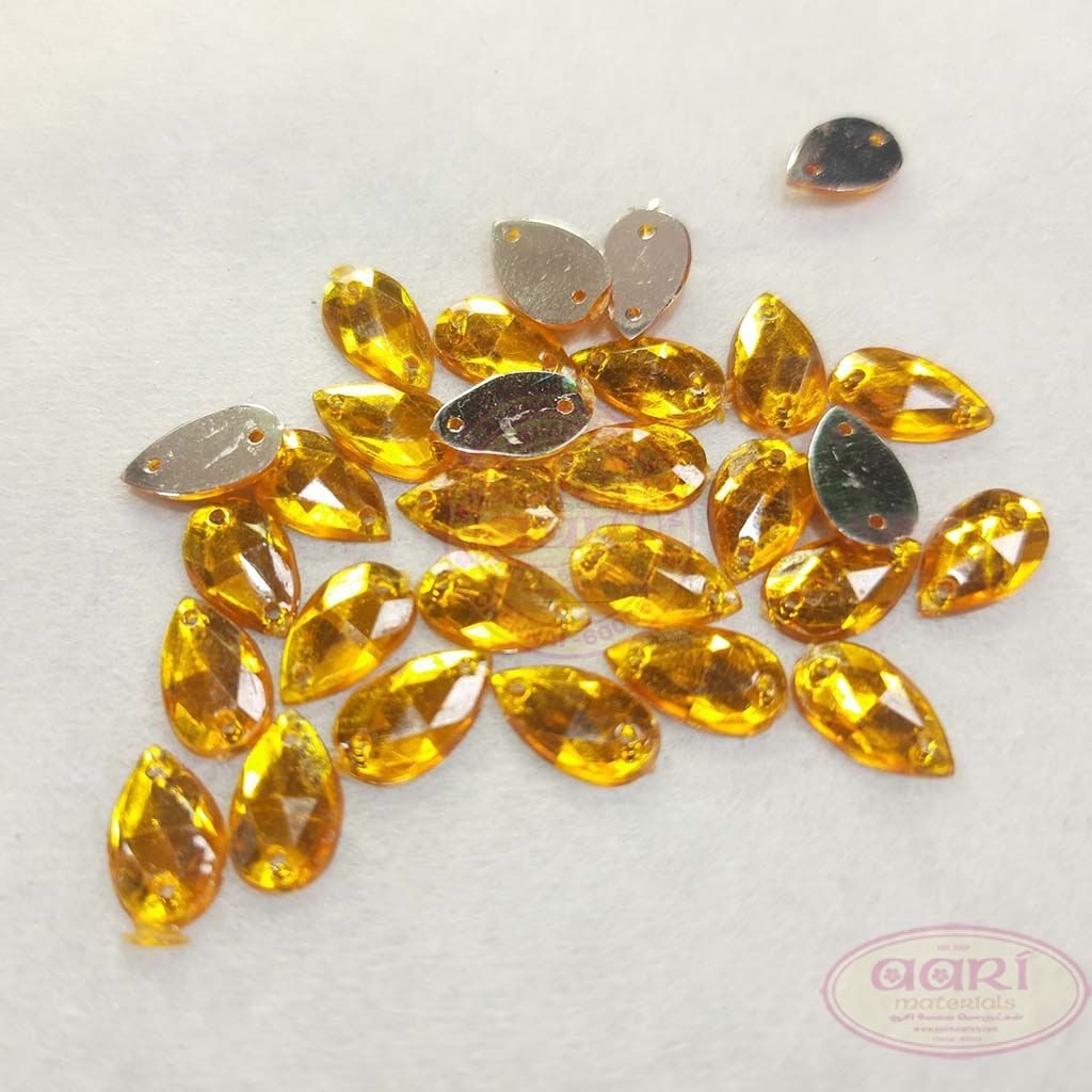 Kundan Stone Thilak/Teardrop Shape with Hole 12X7mm Yellow Color (10grams)