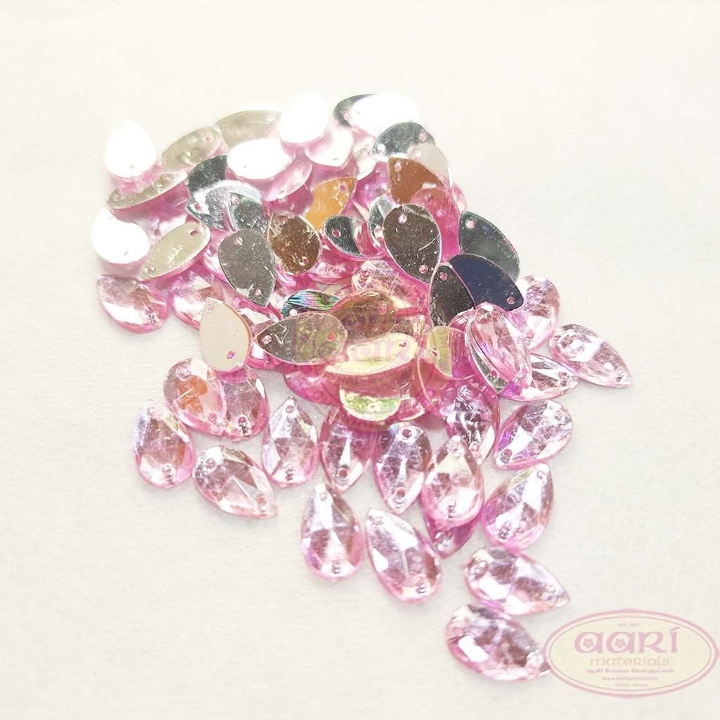 Kundan Stone Thilak/Teardrop Shape with Hole 12X7mm Pink Color (10grams)