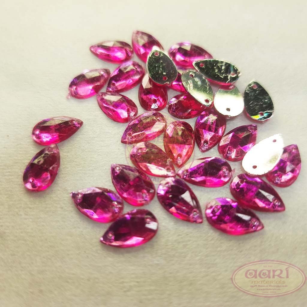Kundan Stone Thilak/Teardrop Shape with Hole 12X7mm Rose Color (10grams)