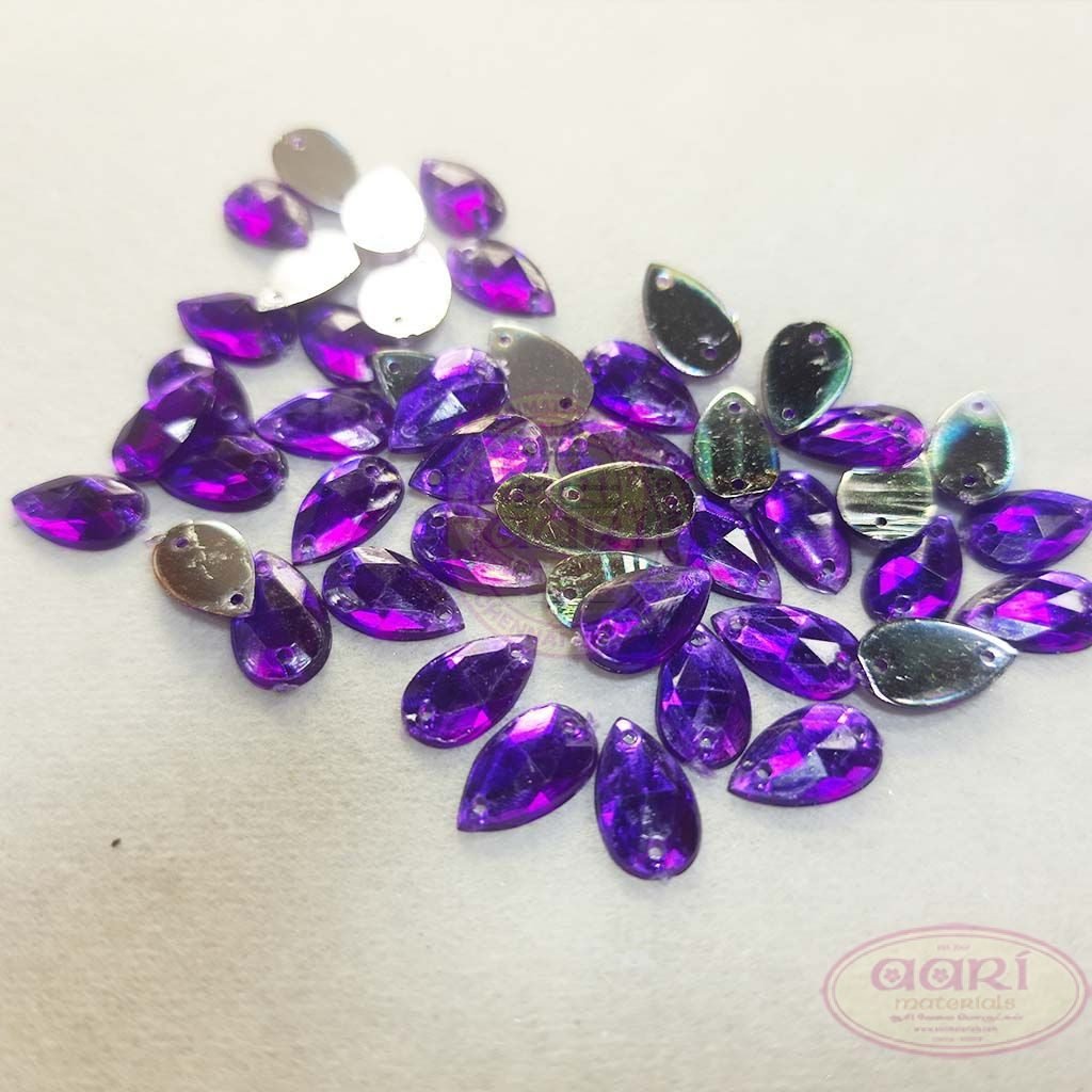 Kundan Stone Thilak/Teardrop Shape with Hole 12X7mm Violet Color (10grams)