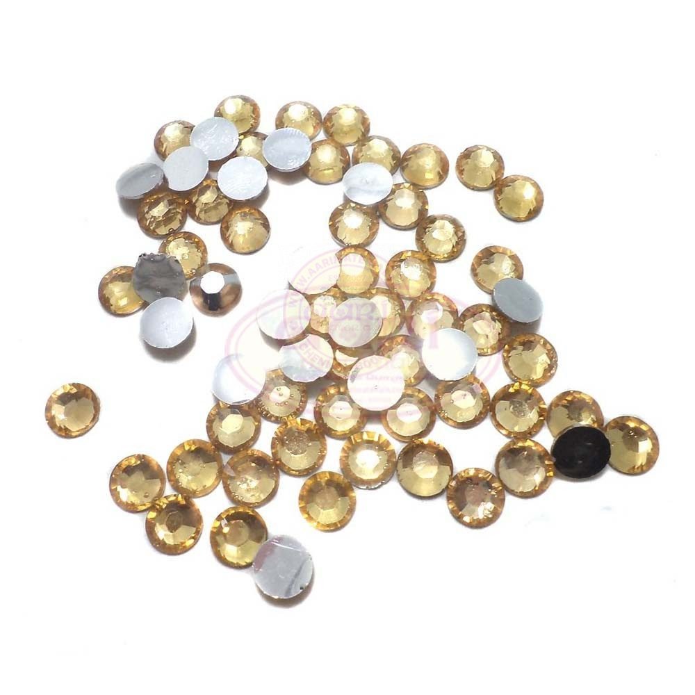 Kundan Stones Crystal Edged Round Shape Size 6mm Color Gold(10grams)