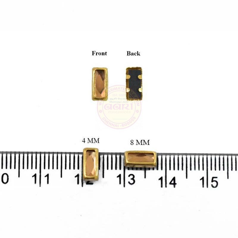 Kundan stones Flat Back Mounts Gold Color Rectangle(20grams)