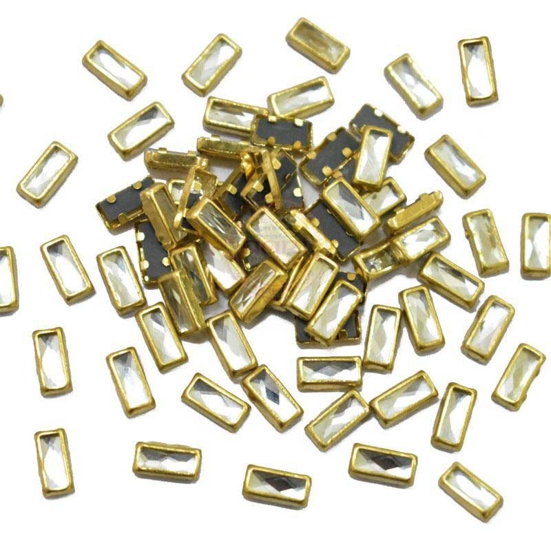 Kundan stones Flat Back Mounts White Color Rectangle 8x4MM (20grams)