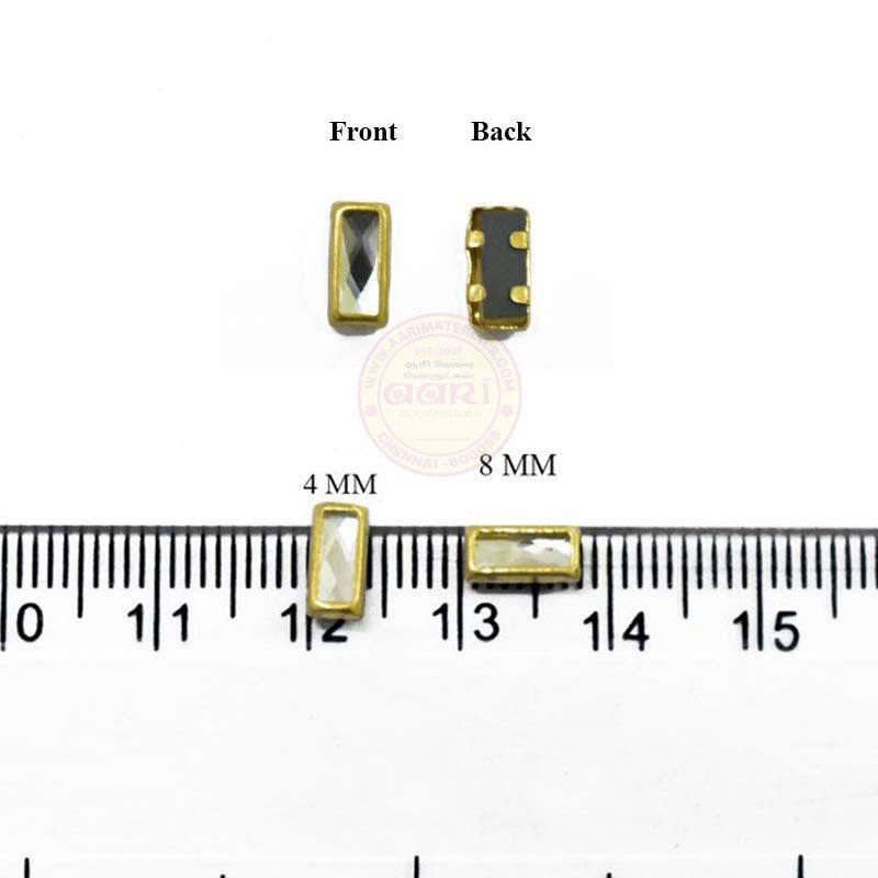 Kundan stones Flat Back Mounts White Color Rectangle 8x4MM (20grams)