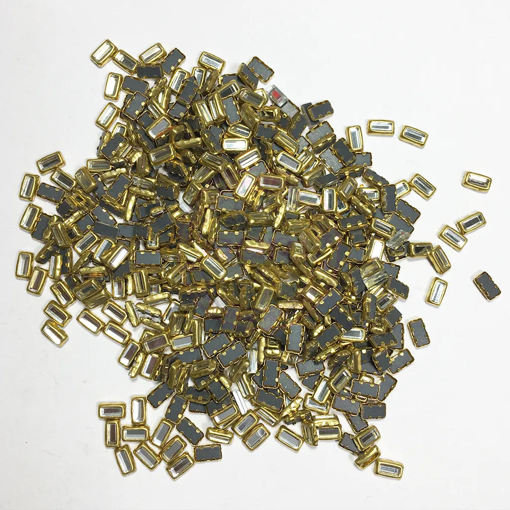 Kundan stones Flat Back Mounts White Color Rectangle 5x3MM (20grams) Small Size
