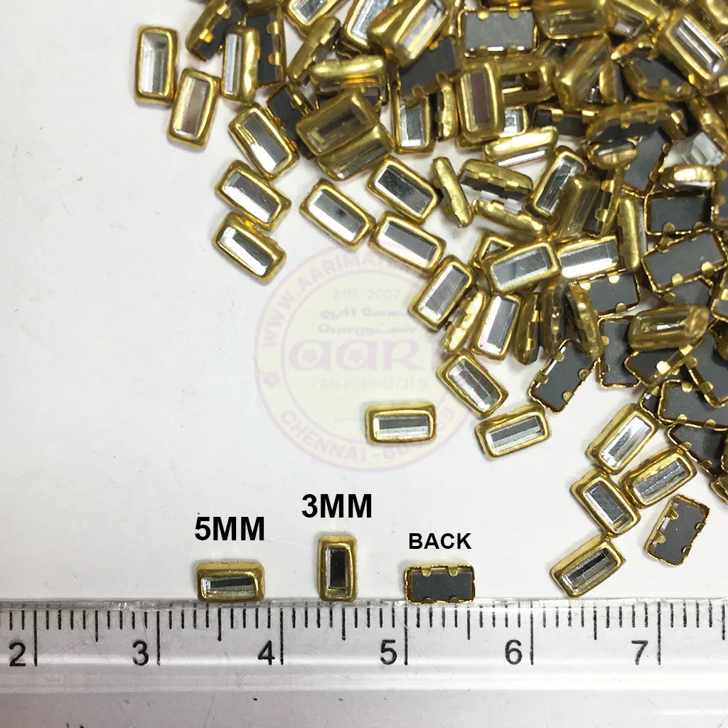 Kundan stones Flat Back Mounts White Color Rectangle 5x3MM (20grams) Small Size