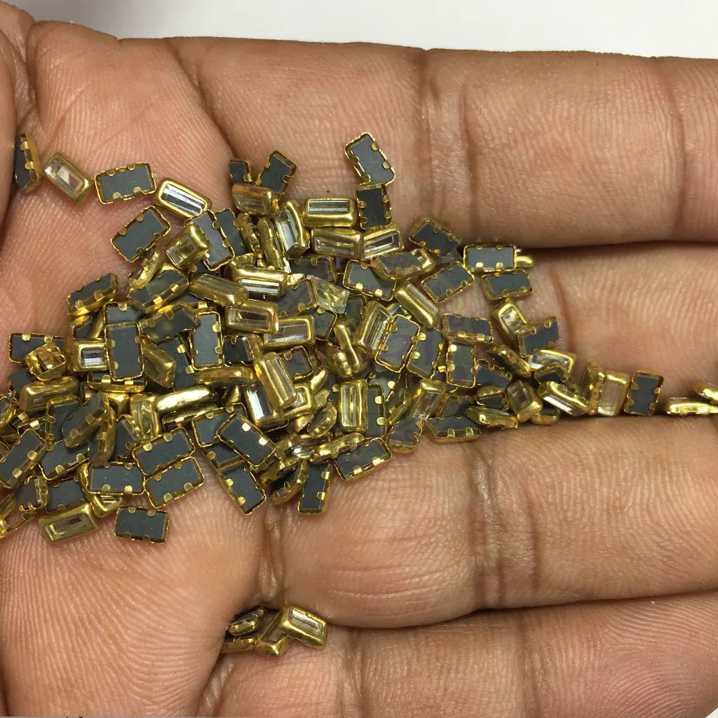Kundan stones Flat Back Mounts White Color Rectangle 5x3MM (20grams) Small Size