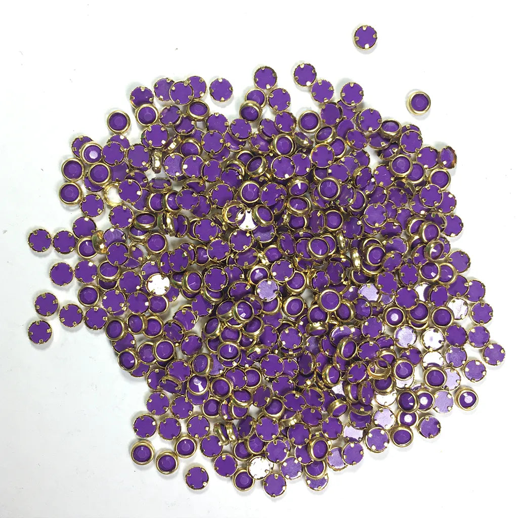 Matt Kundan(Framed) Stones Round Shape 4MM (Violet)10grams