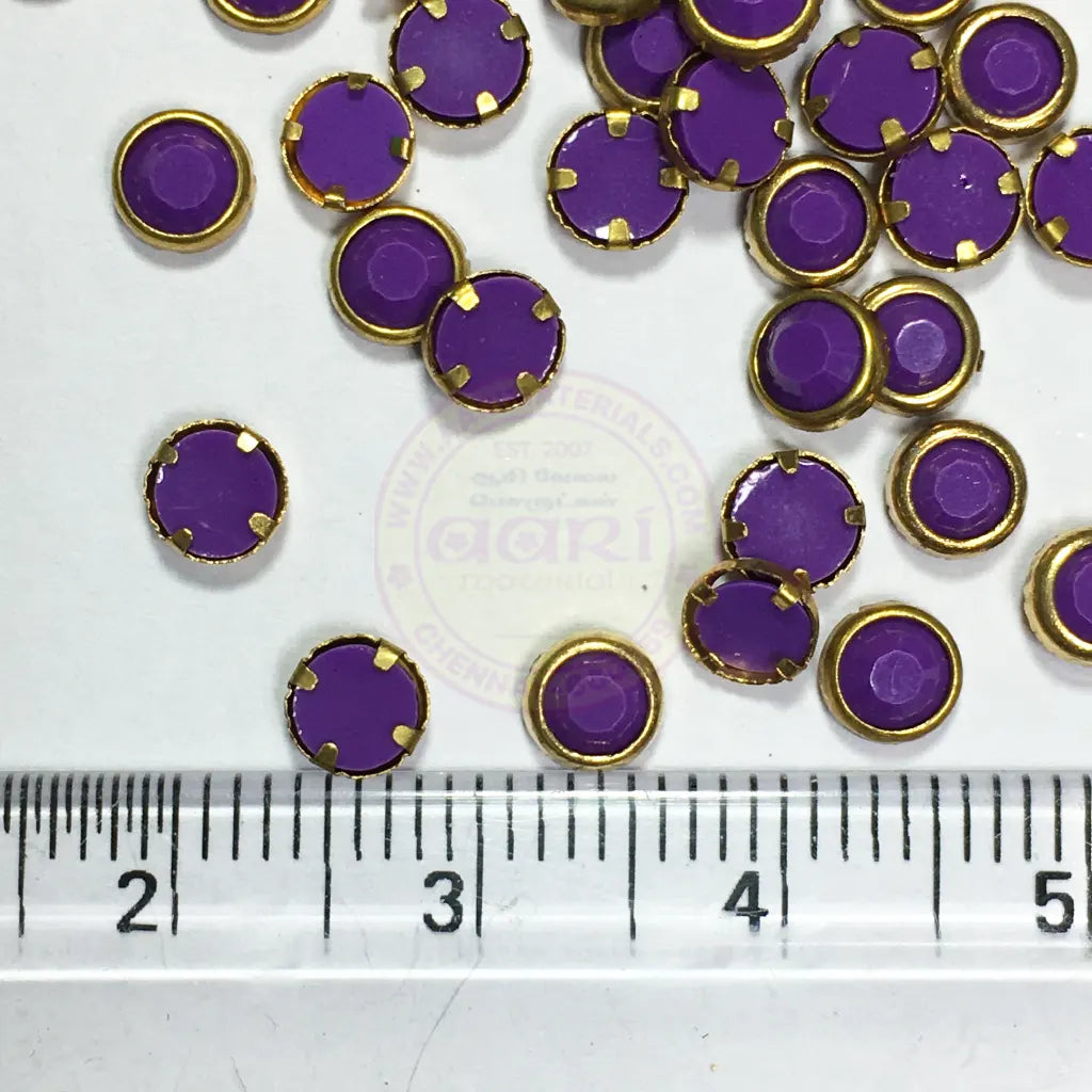 Matt Kundan(Framed) Stones Round Shape 4MM (Violet)10grams