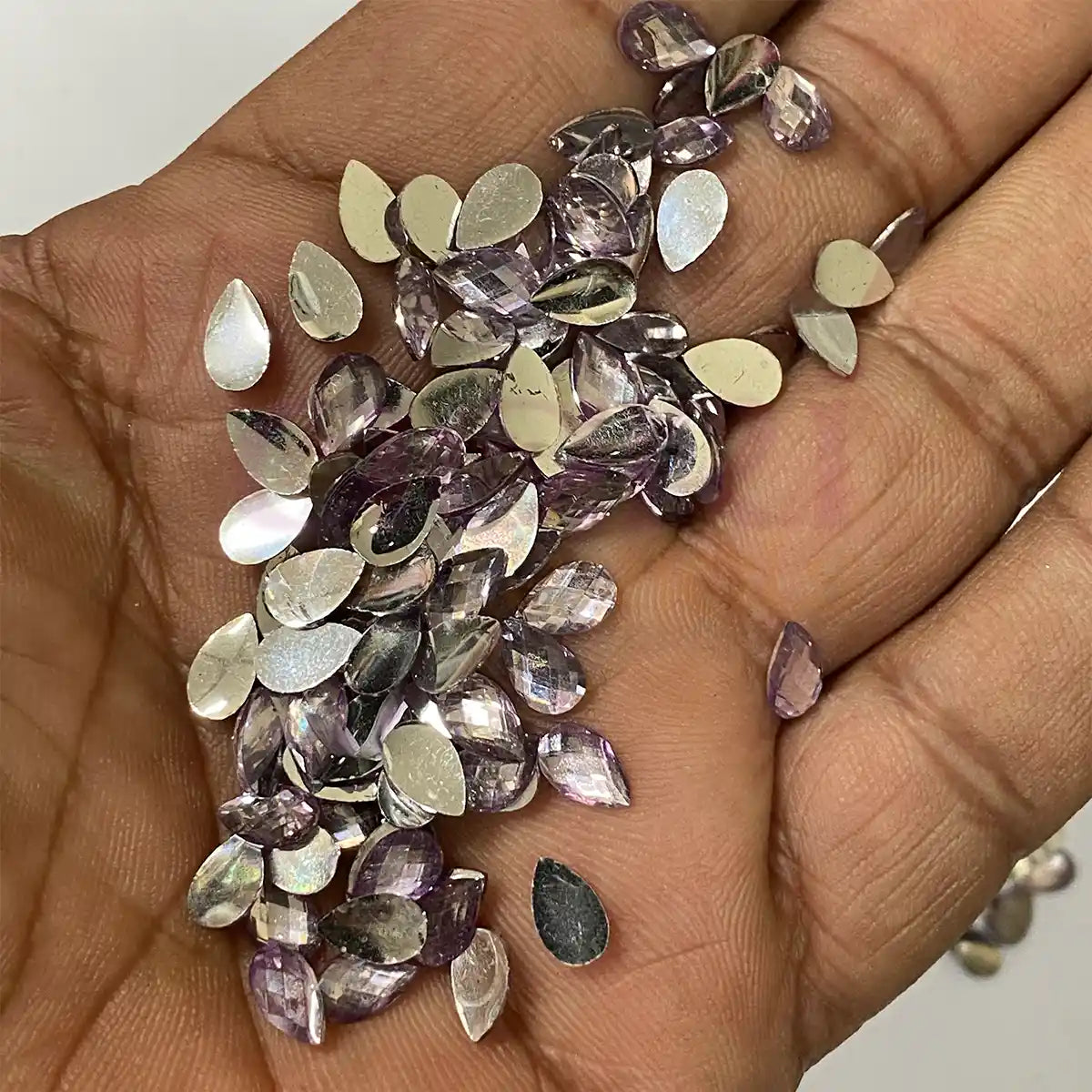 Kundan Stone Thilak or Teardrop Shape 8X5mm Grey With Purple Shade Color (10grams)