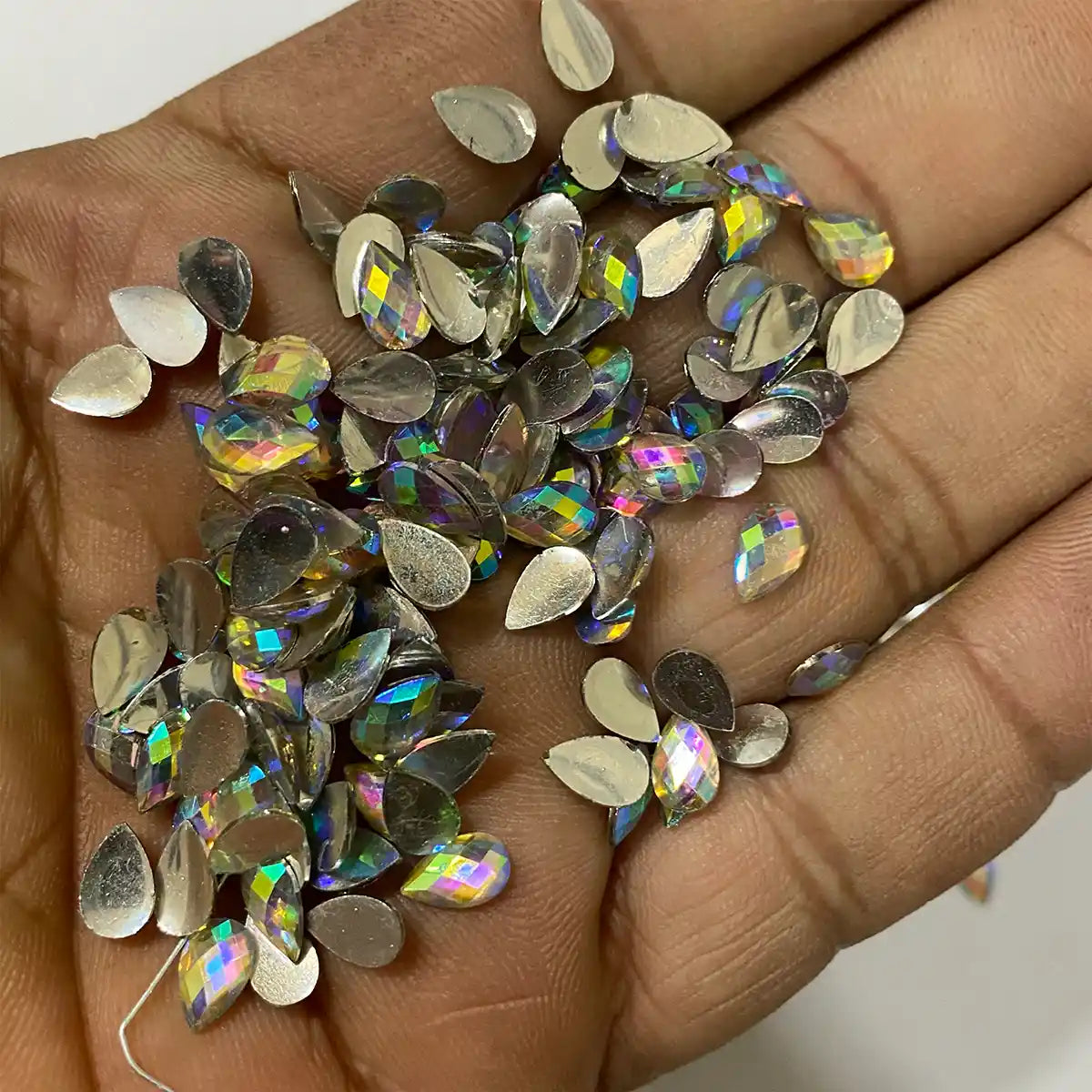 Kundan Stone Thilak or Teardrop Shape 8X5mm Rainbow Color (10grams)