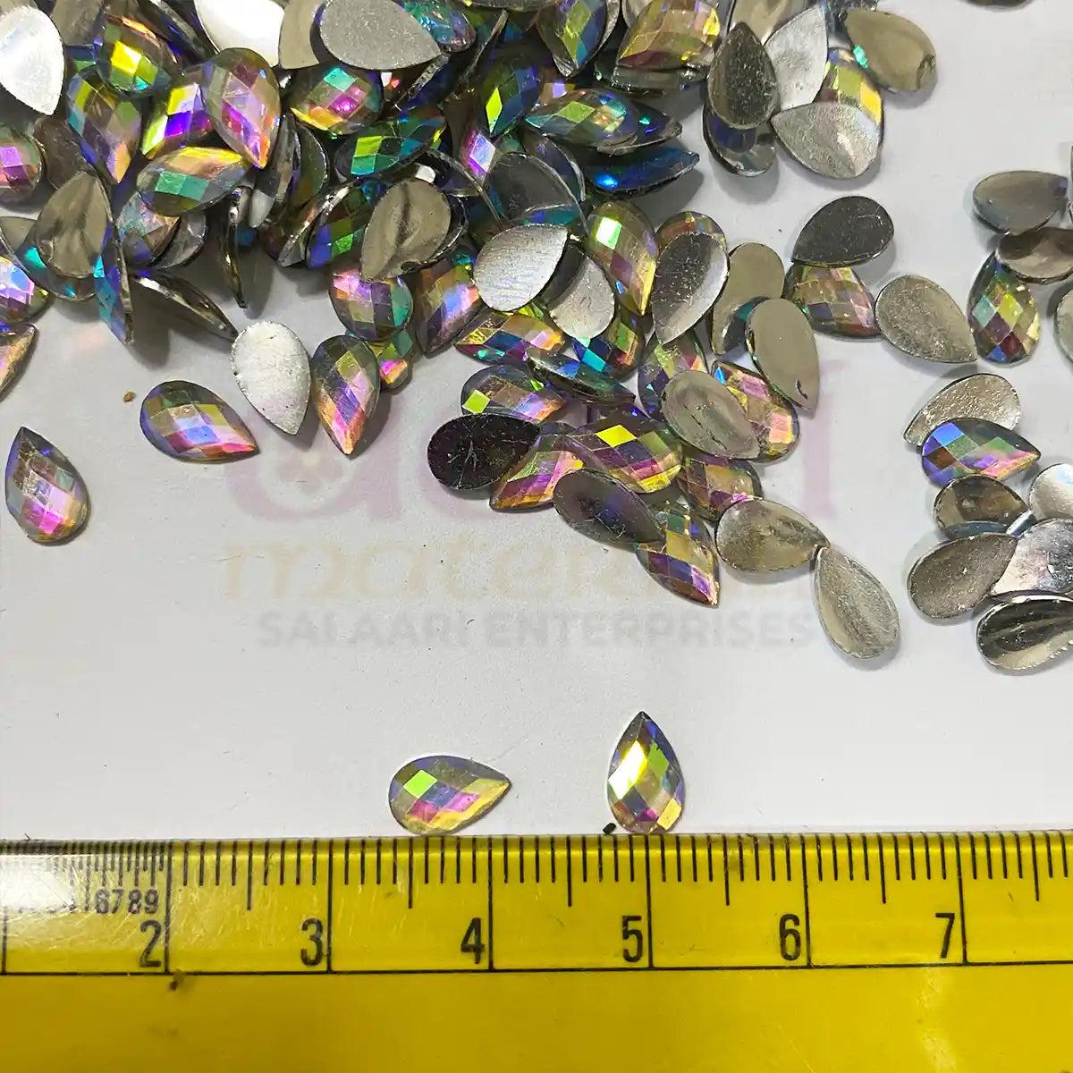 Kundan Stone Thilak or Teardrop Shape 8X5mm Rainbow Color (10grams)