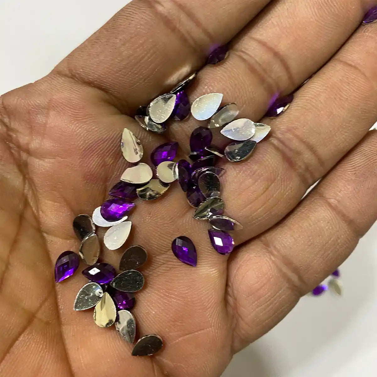 Kundan Stone Thilak or Teardrop Shape 8X5mm Violet Color (10grams)
