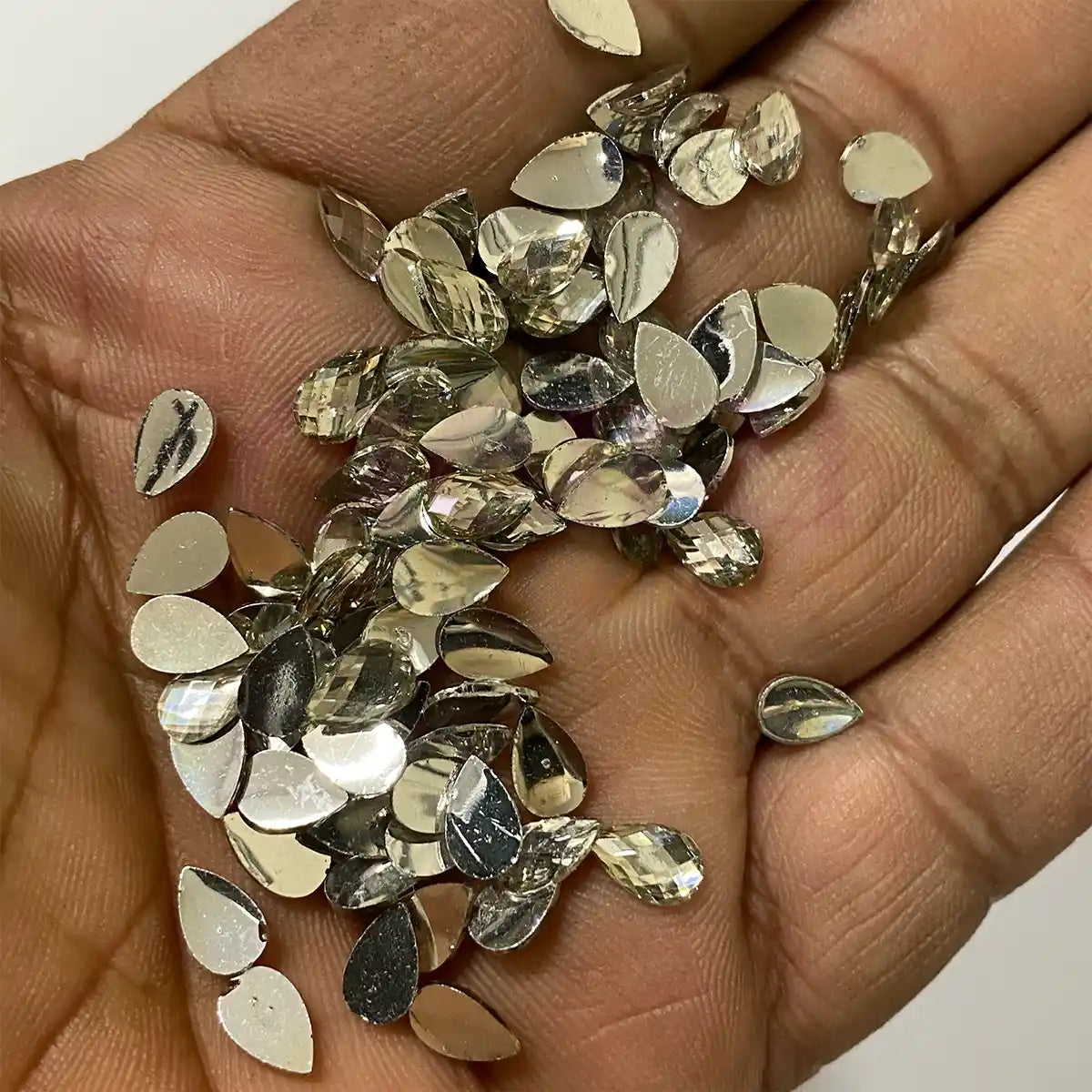 Kundan Stone Thilak or Teardrop Shape 8X5mm White Color (10grams)