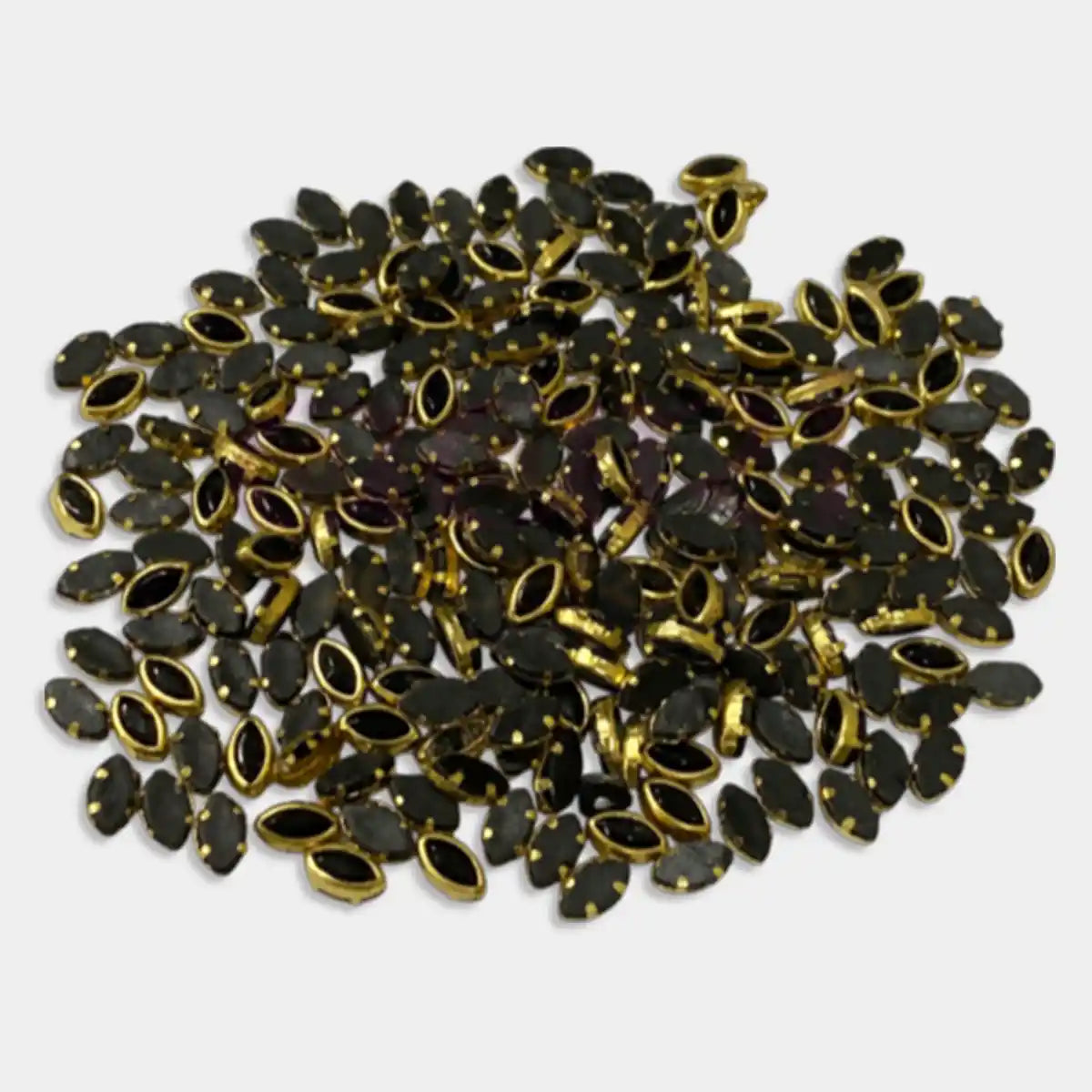 Kundan Stones 6K Eye Shape Black Color - Pack of 20 Grams