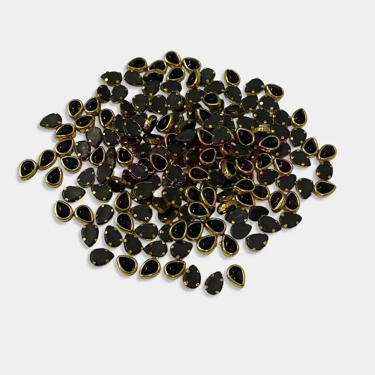 Kundan Stones 6x4mm Drop Shape Black Color - Pack of 20 Grams