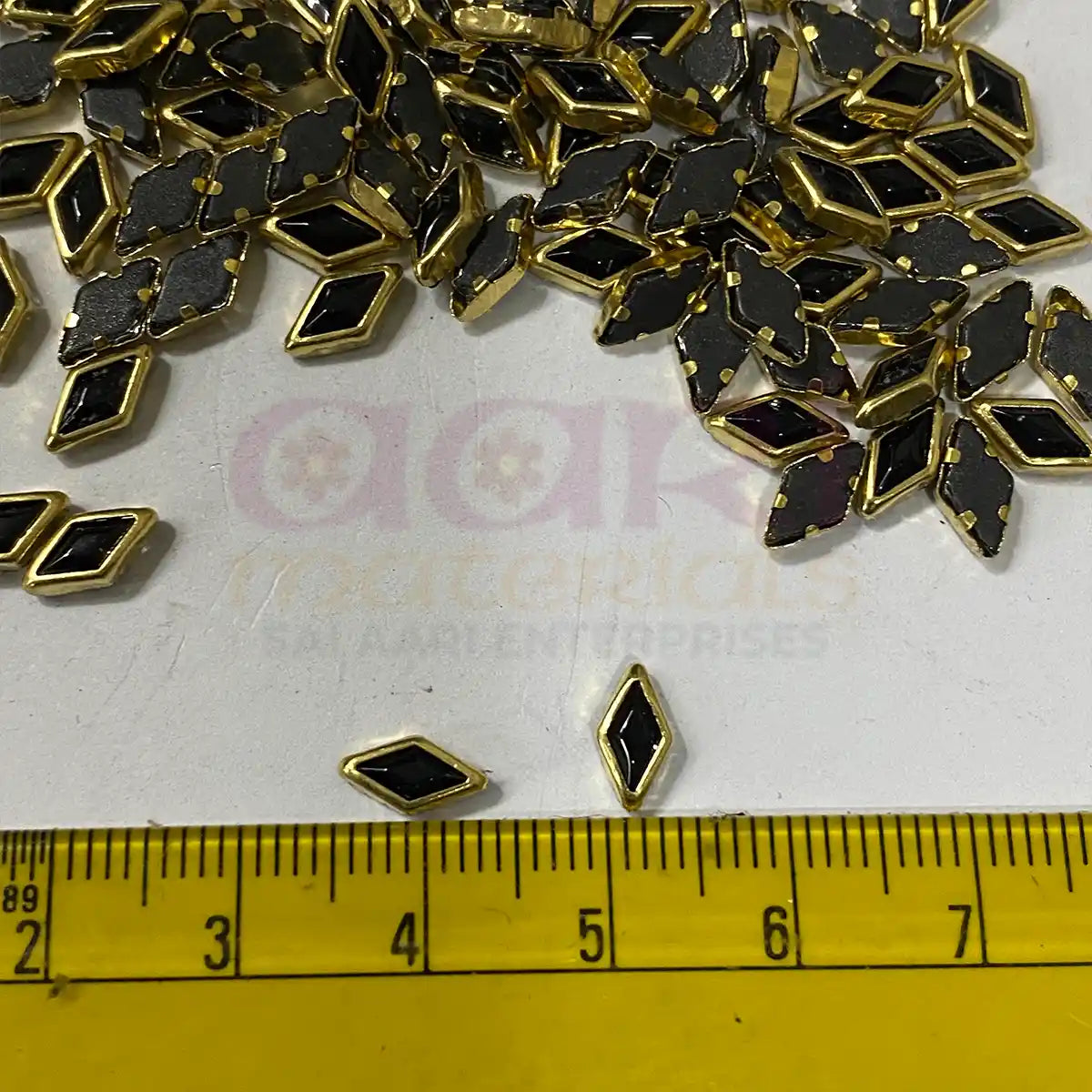 Kundan Stones 8x4mm Diamond Shape (kaju katli) Black Color - Pack of 20 Grams