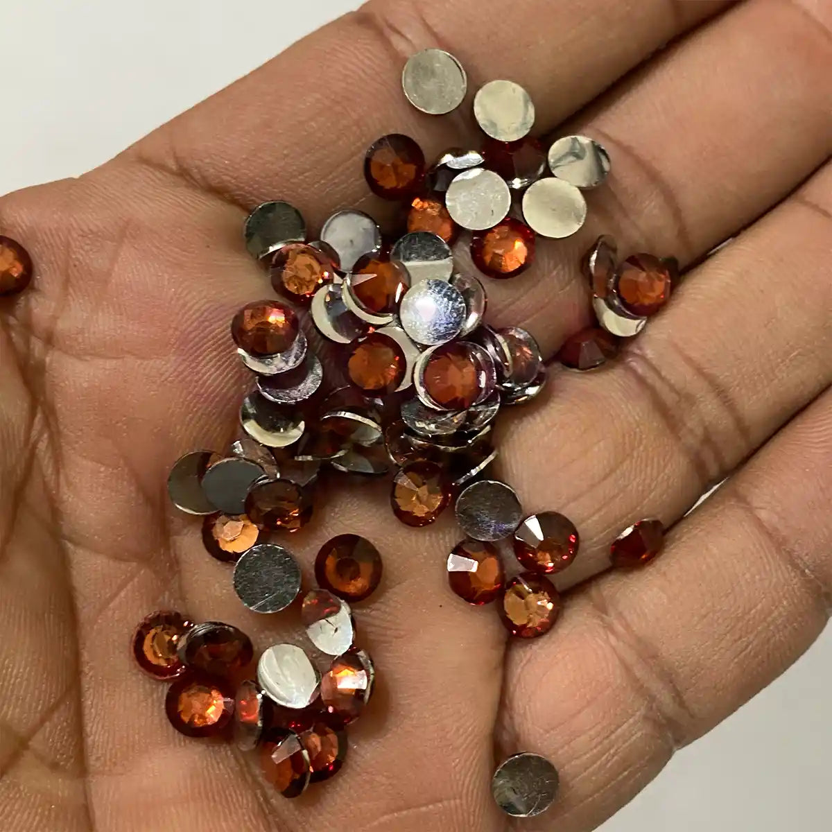 Kundan Stones Crystal Edged Round Shape Size 6mm Color Brown (10grams)