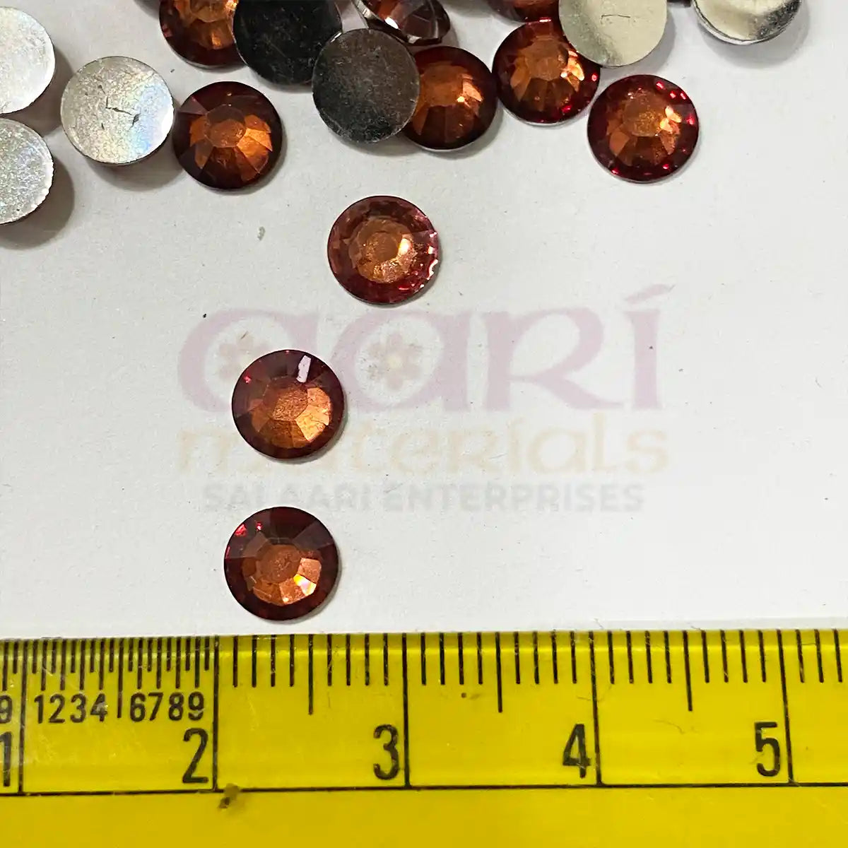 Kundan Stones Crystal Edged Round Shape Size 6mm Color Brown (10grams)
