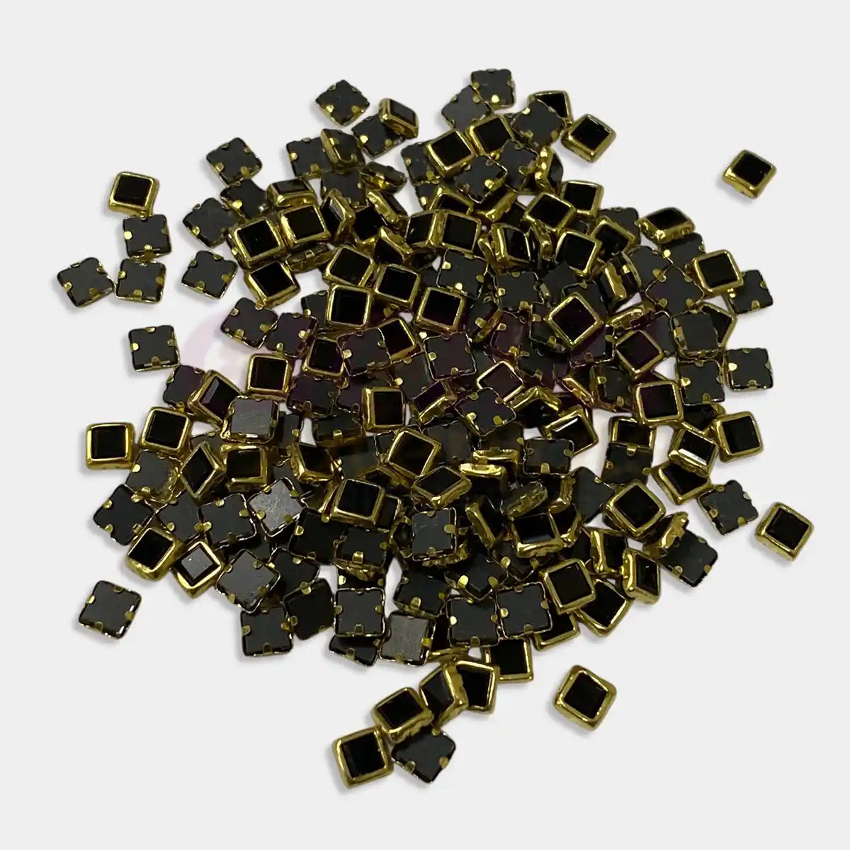 Kundan Stones 4x4(4mm) Square Shape Black Color - Pack of 20 Grams