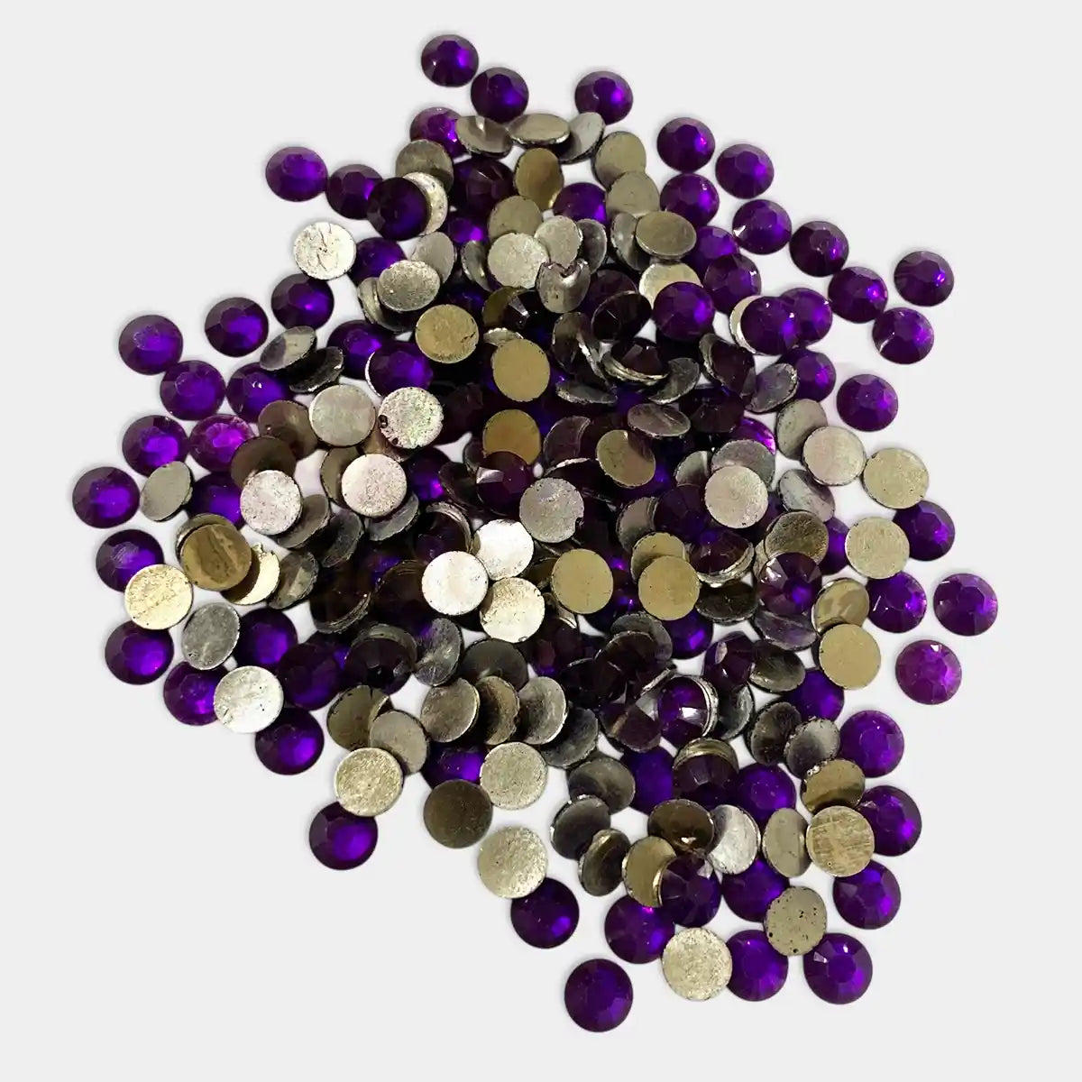 Kundan Stones Crystal Edged Round Shape Size 6mm Color Violet (10grams)