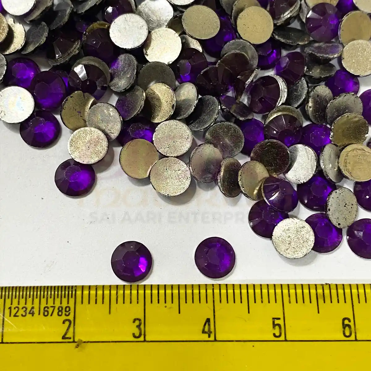 Kundan Stones Crystal Edged Round Shape Size 6mm Color Violet (10grams)
