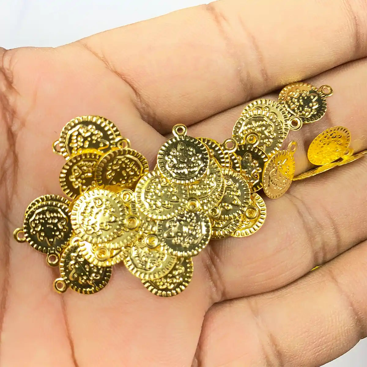 Lakshmi Coin for Aari Work - Small Size (10mm) Gold - Pack of 10 grams