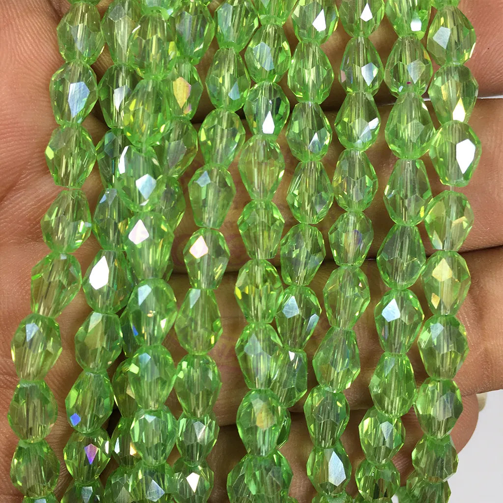 Light Green Color Teardrop Crystal Briolette Beads (8mmx6mm) 1line