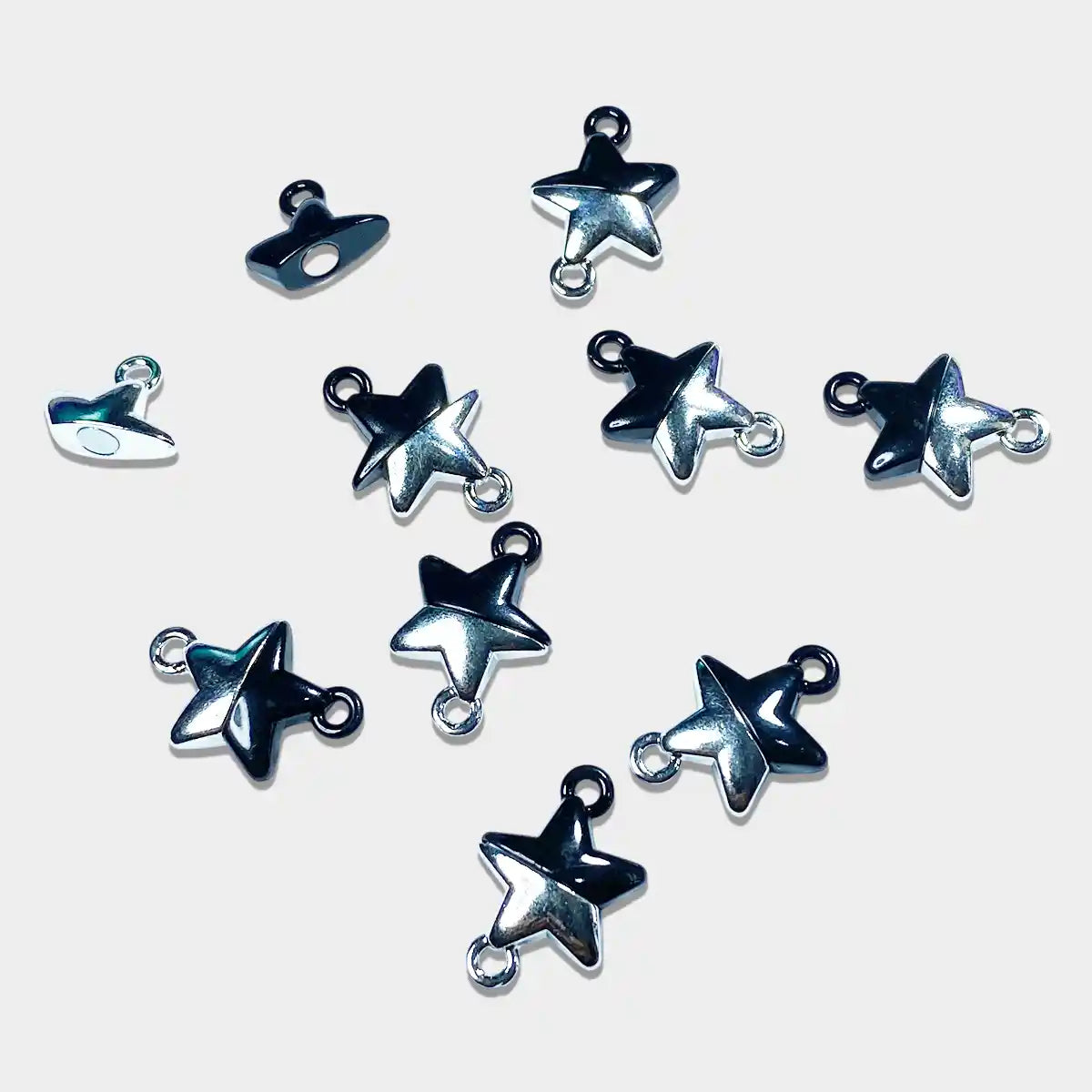 Magnet Charms Star Shape Black and Silver for Keychains Bracelets (Pack of 1 Piece)