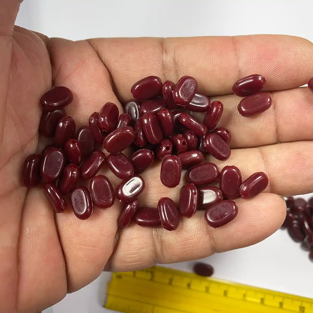 Tablet bead Oval shape Maroon Color (20grams) Size 10-7-4mm