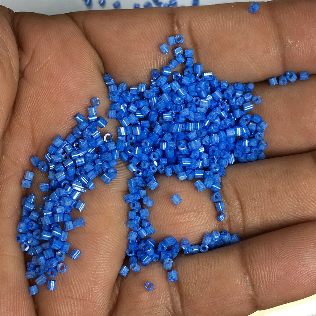 Matt Finish Cut Beads or Cutdana-2mm Sky Blue Color (25 grams)
