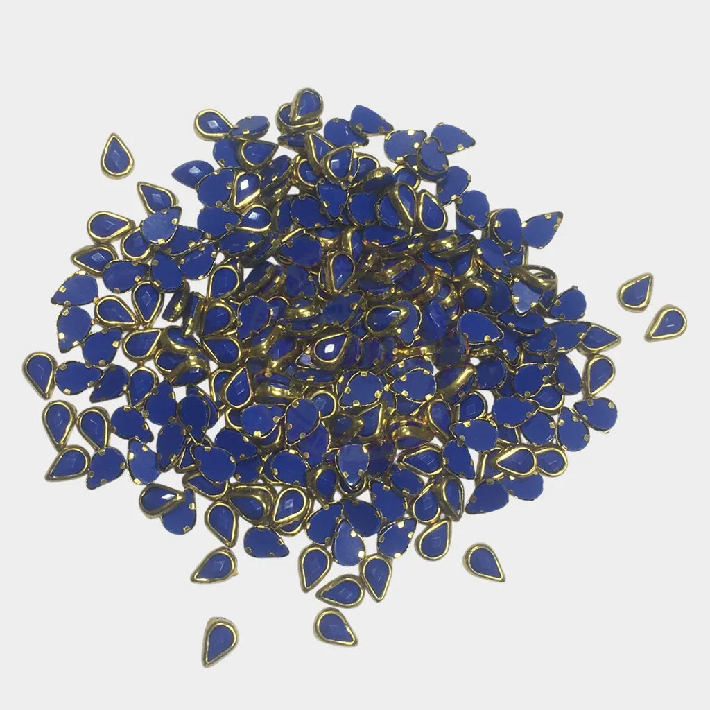 Matt Kundan (Framed) Stones Drop Shape 4mmx6mm Blue Color (10grams)