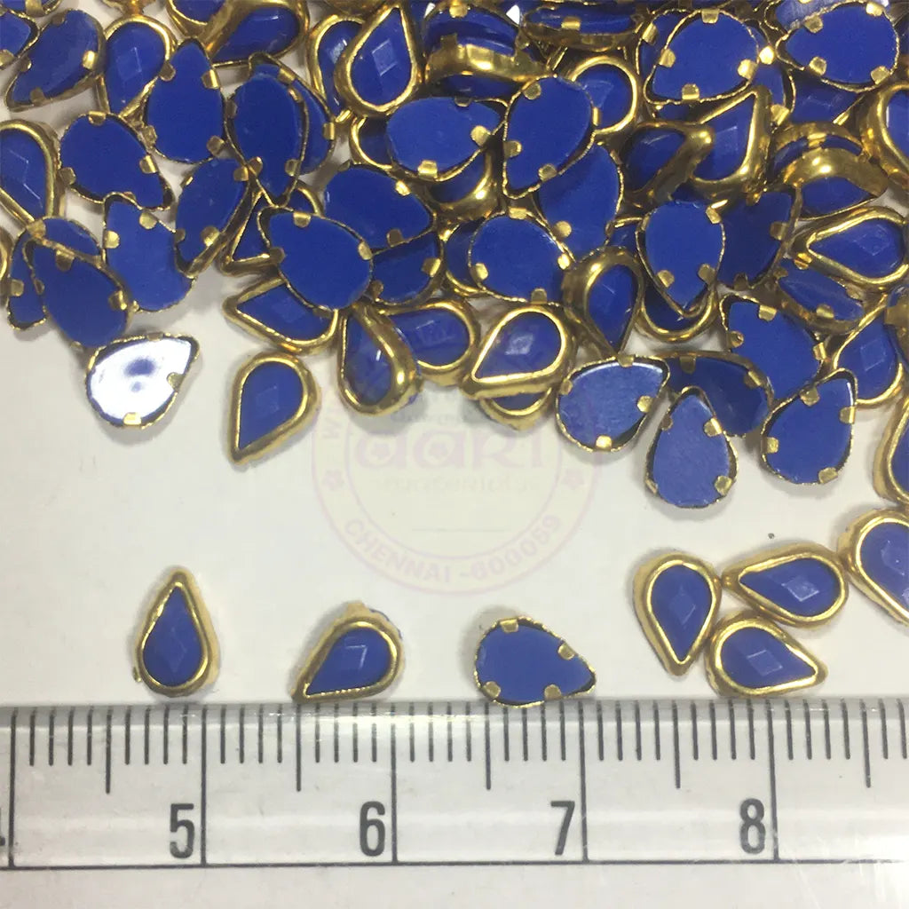 Matt Kundan (Framed) Stones Drop Shape 4mmx6mm Blue Color (10grams)