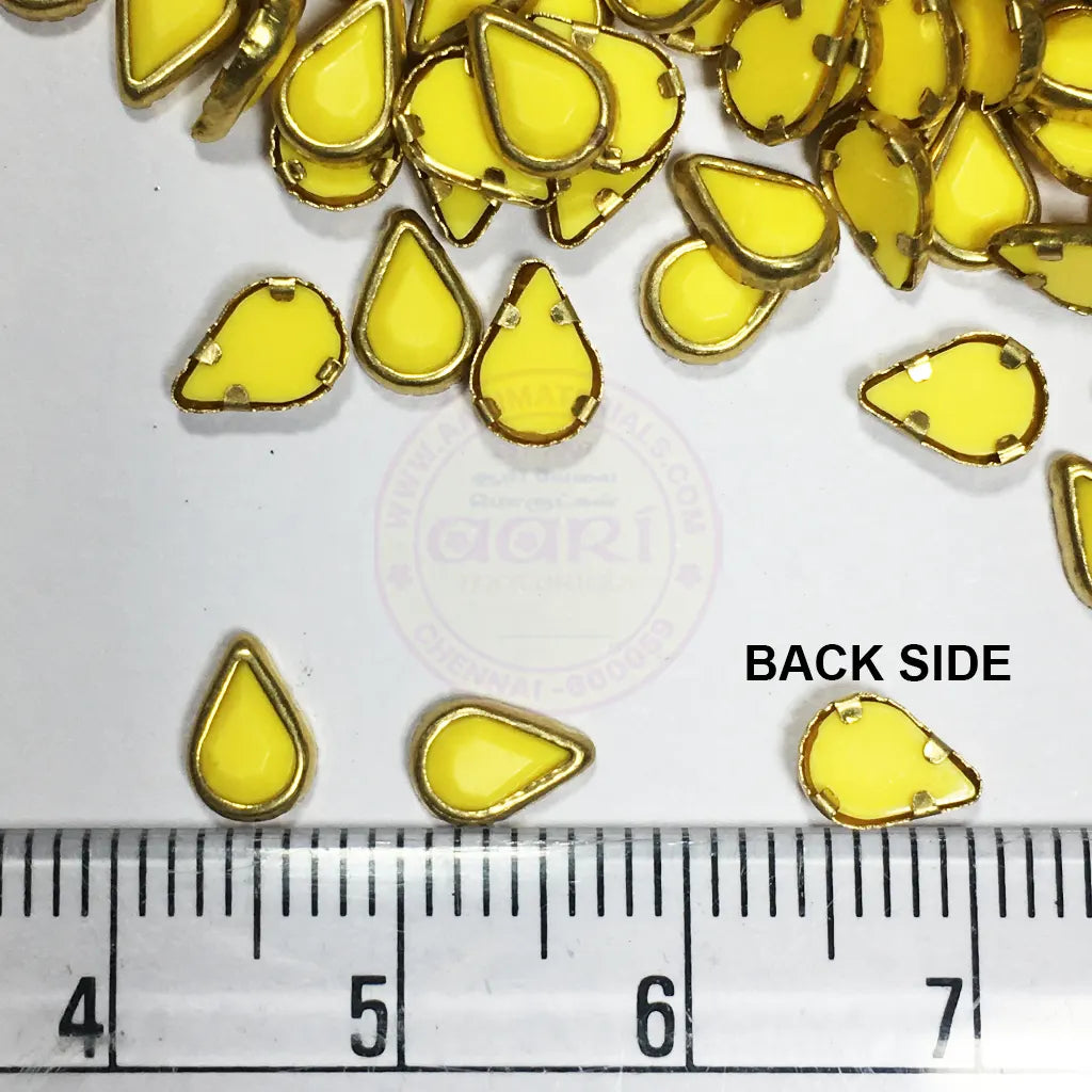 Matt Kundan (Framed) Stones Drop Shape 4mmx6mm Yellow Color (10grams)