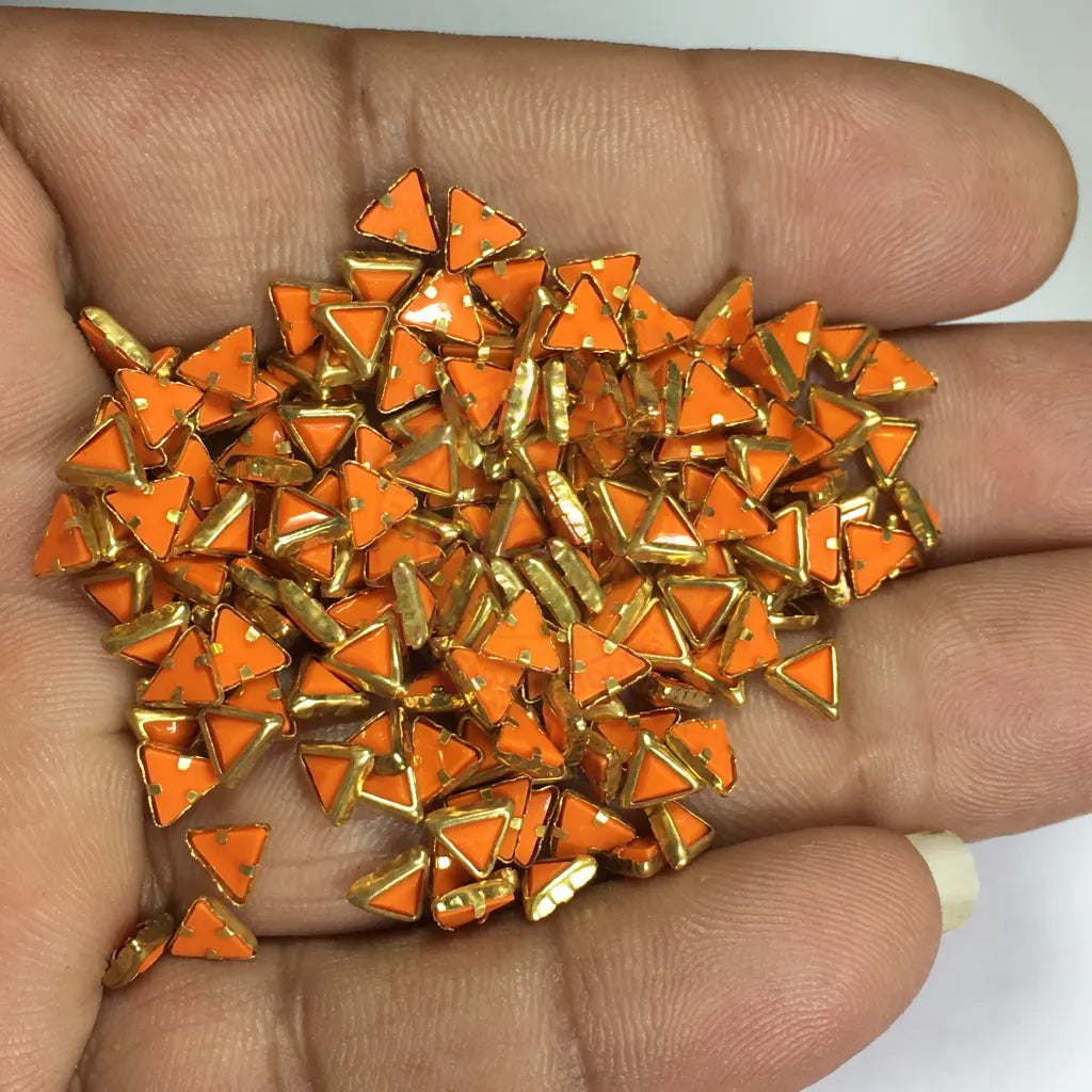 Matt Kundan (Framed) Stones Triangle Shape 4MM (Orange) 10grams