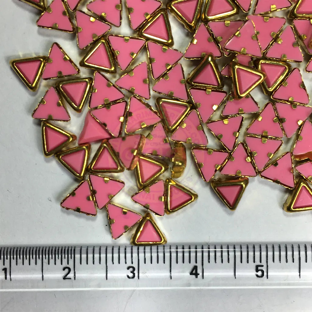 Matt Kundan (Framed) Stones Triangle Shape 4MM (Pink) 10grams