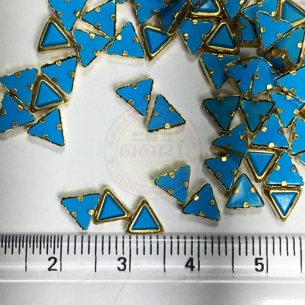 Matt Kundan (Framed) Stones Triangle Shape 4MM (Sky Blue) 10grams