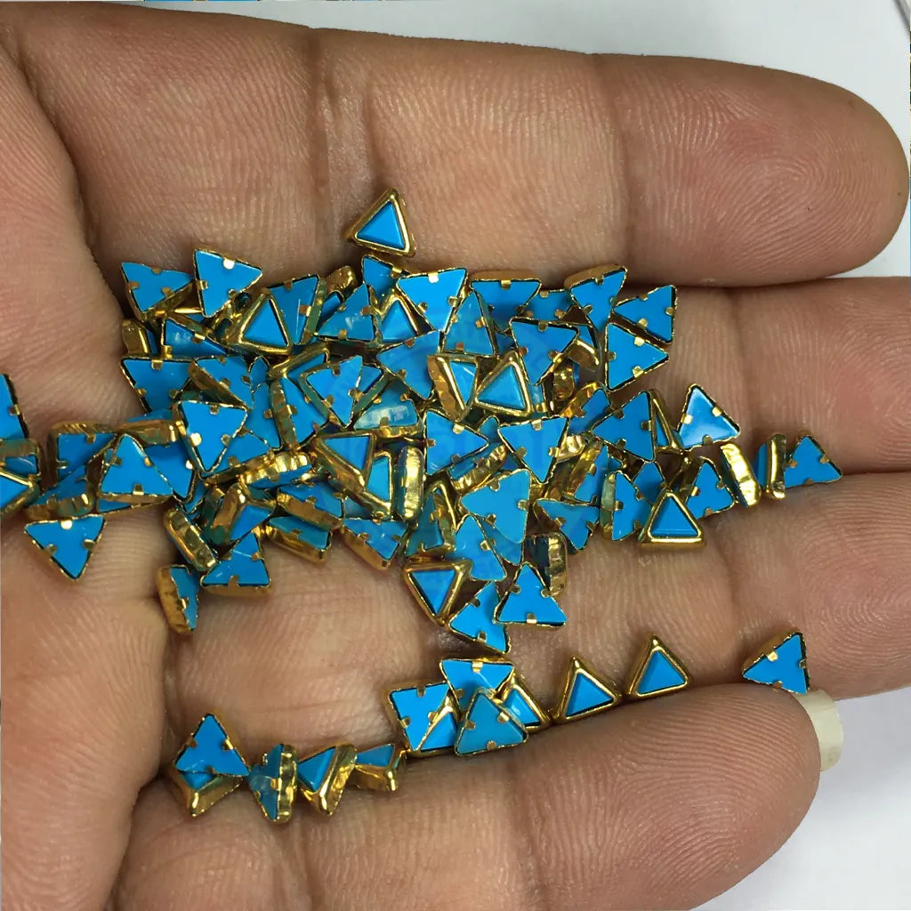 Matt Kundan (Framed) Stones Triangle Shape 4MM (Sky Blue) 10grams