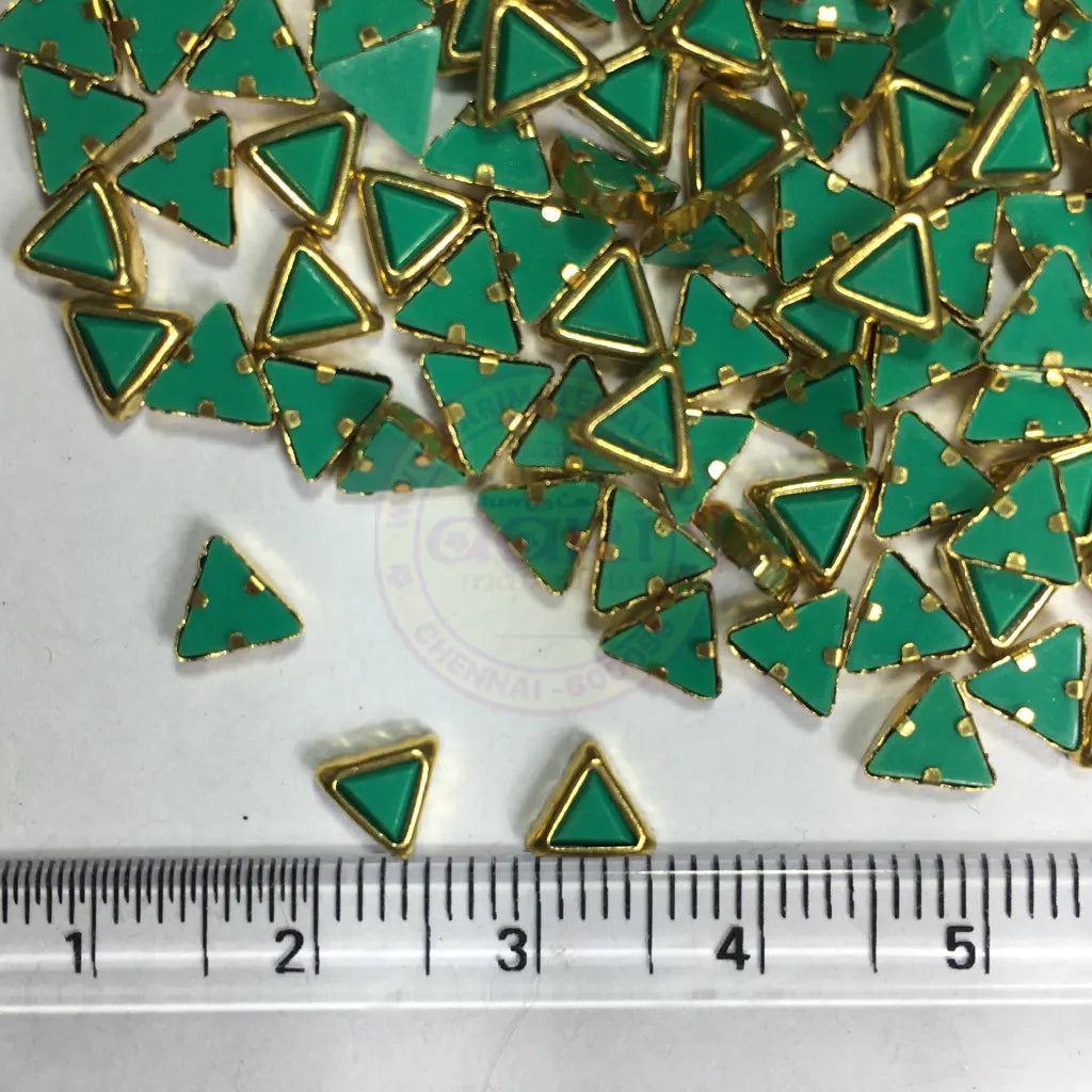 Matt Kundan(Framed) Stones Triangle Shape 4MM (Aqua Green) 10grams