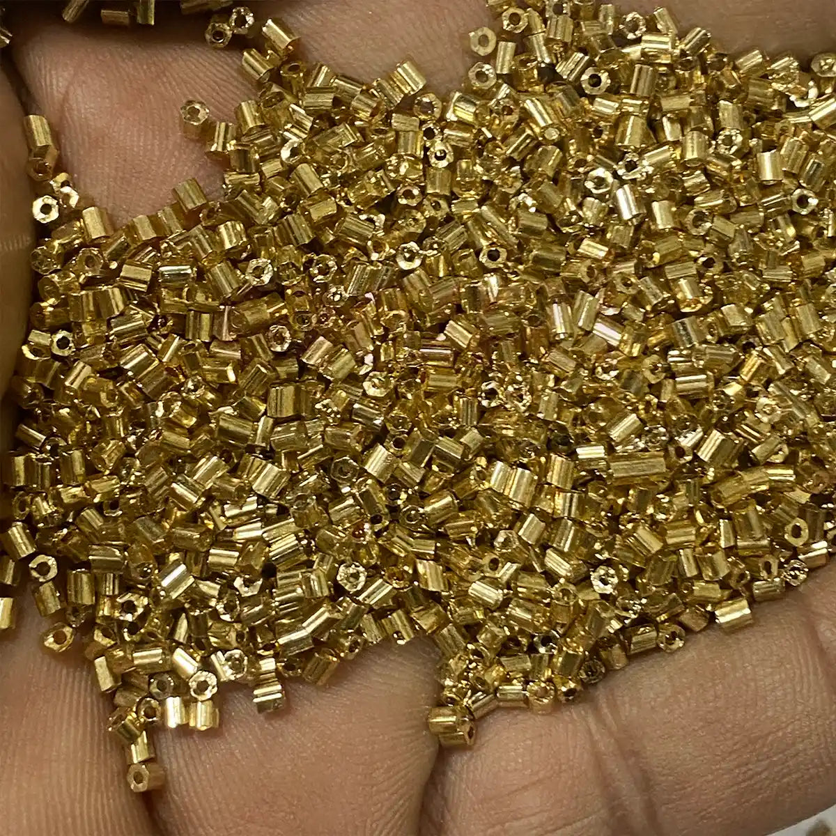 Matt Finish (Powered Coated) Cut Beads or Cutdana 2mm Gold or Dull Gold Color (25grams)