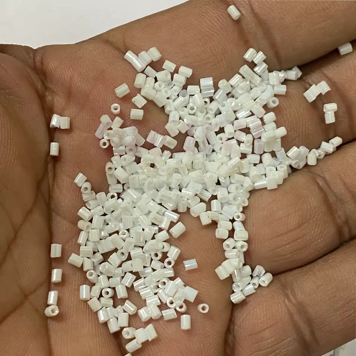Matt Finish Cut Beads or Cutdana 2mm White Color (25grams)